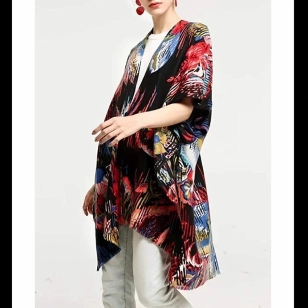 Black Floral Shawl with Armholes BRAND NEW